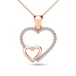 10K Rose Gold 1/20 Ctw Diamond Double Heart Pendant - Larson Jewelers