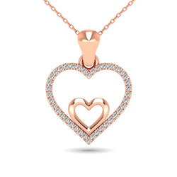 10K Rose Gold 1/10 Ctw Diamond Double Heart Pendant - Larson Jewelers