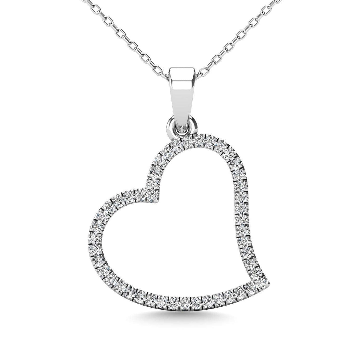 10K White Gold 1/6 Ctw Diamond Heart Pendant - Larson Jewelers