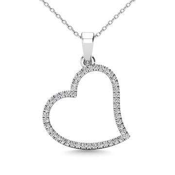 10K White Gold 1/6 Ctw Diamond Heart Pendant - Larson Jewelers