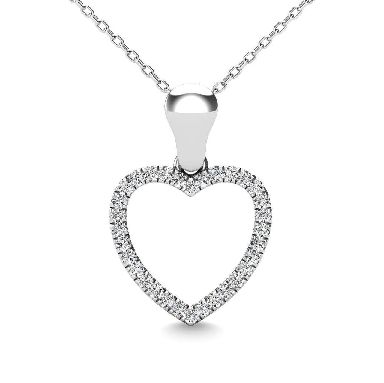 10K White Gold 1/10 Ctw Diamond Heart Pendant - Larson Jewelers
