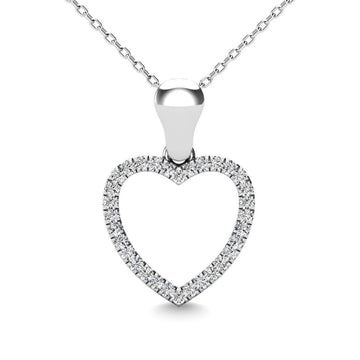 10K White Gold 1/10 Ctw Diamond Heart Pendant - Larson Jewelers