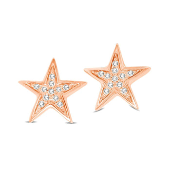 10K Rose Gold 1/20 Ctw Diamond Twinkle Star Earrings - Larson Jewelers