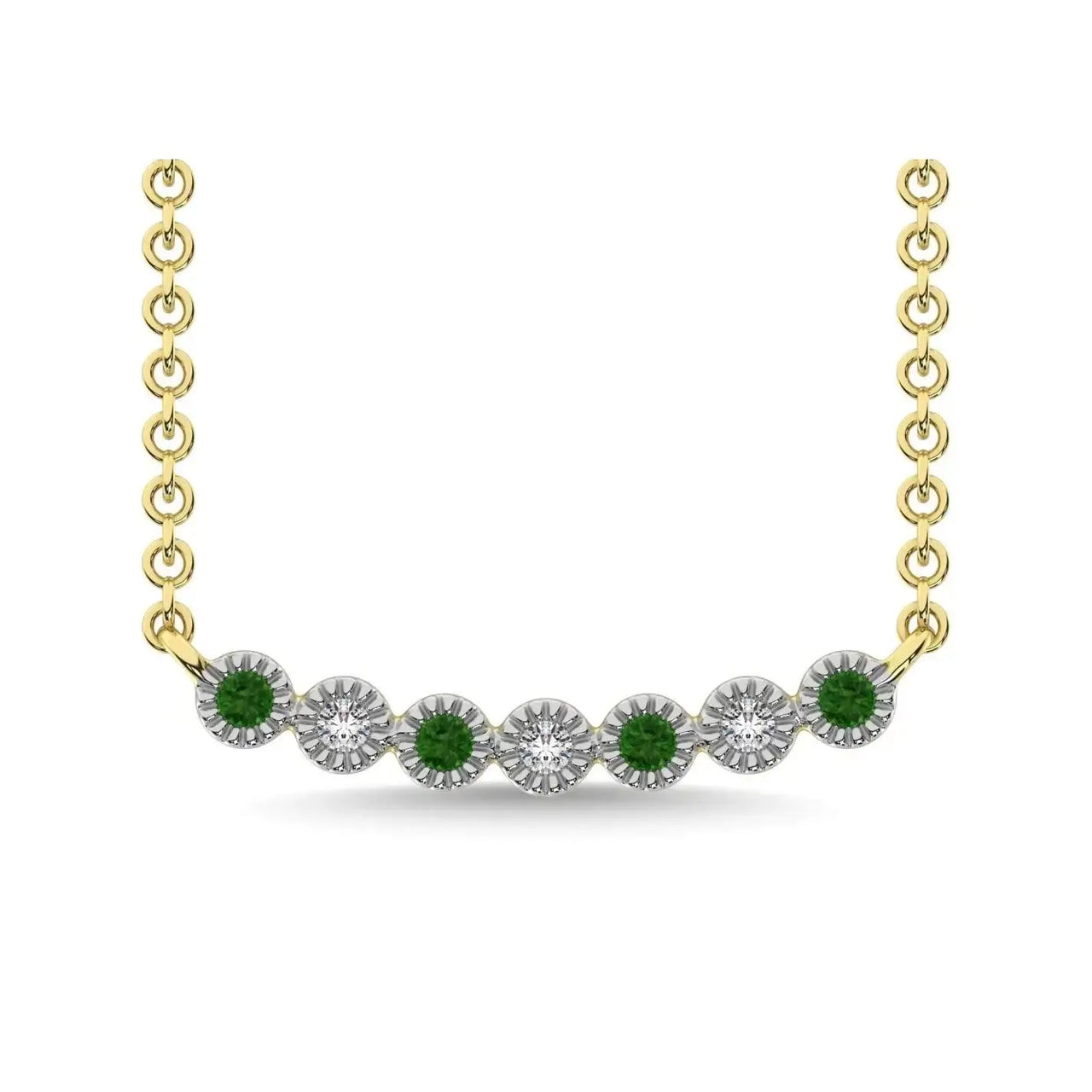 10K Yellow Gold 1/10 Ctw Diamond & Round Tsavorite Necklace - Larson Jewelers