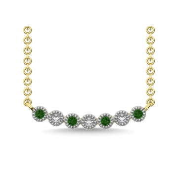 10K Yellow Gold 1/10 Ctw Diamond & Round Tsavorite Necklace - Larson Jewelers