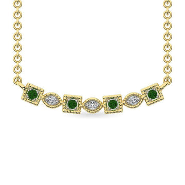 Diamond 1/10 Ct.Tw. and Tsaverite Necklace in 10K Yellow Gold - Larson Jewelers