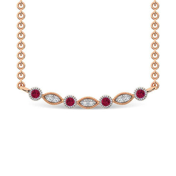 Diamond 1/8 Ct.Tw. And Ruby Fashion Necklace in 10K Rose Gold - Larson Jewelers