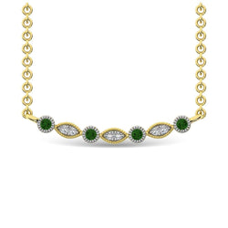 Diamond 1/10 Ct.Tw. And Tsaverite Fashion Necklace in 10K Yellow Gold - Larson Jewelers