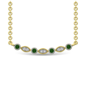 Diamond 1/10 Ct.Tw. And Tsaverite Fashion Necklace in 10K Yellow Gold - Larson Jewelers