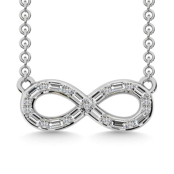 Diamond 1/6 Ct.Tw. Round and Baguette Cut Infinity Necklace in 10K White Gold - Larson Jewelers