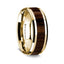 14K Yellow Gold Polished Beveled Edges Wedding Ring with Black Walnut Wood Inlay - 8 mm - Larson Jewelers
