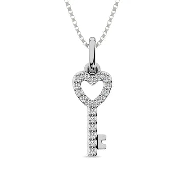 10K White Gold 1/10 Ctw Diamond Double Heart Pendant - Larson Jewelers