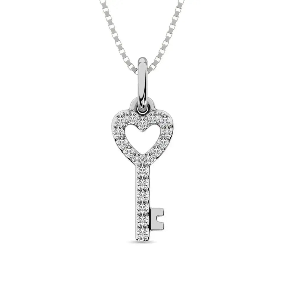 10K White Gold 1/10 Ctw Diamond Double Heart Pendant - Larson Jewelers
