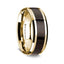 14K Yellow Gold Polished Beveled Edges Wedding Ring with Ebony Wood Inlay - 8 mm - Larson Jewelers