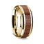14K Yellow Gold Polished Beveled Edges Wedding Ring with Rosewood Inlay - 8 mm - Larson Jewelers