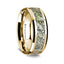 14K Yellow Gold Polished Beveled Edges Wedding Ring with Green Dinosaur Bone Inlay - 8 mm - Larson Jewelers