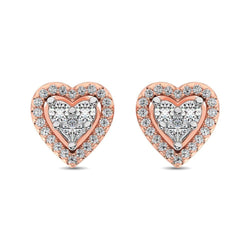 10K Rose Gold 1/3 Ct.Tw. Diamond Heart Stud Earrings - Larson Jewelers