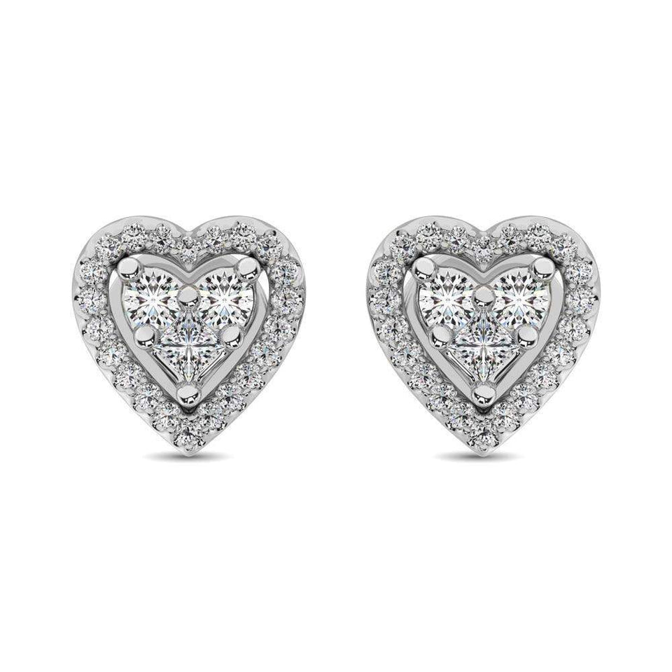 10K White Gold 1/3 Ct.Tw. Diamond Heart Stud Earrings - Larson Jewelers