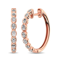10K Rose Gold 1/3 Ct.Tw. Diamond Hoop Earrings - Larson Jewelers