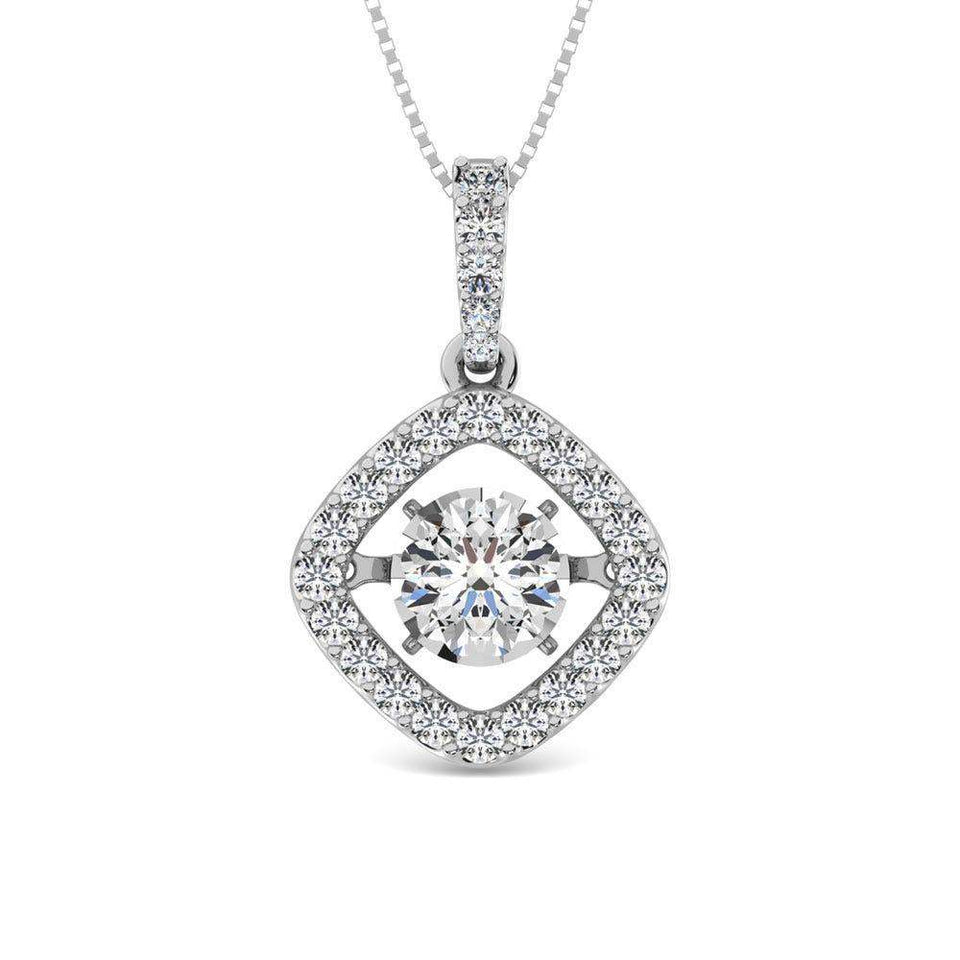 Diamond 2 Ct.Tw. Square Shape Shimmering Pendant in 14K White Gold - Larson Jewelers