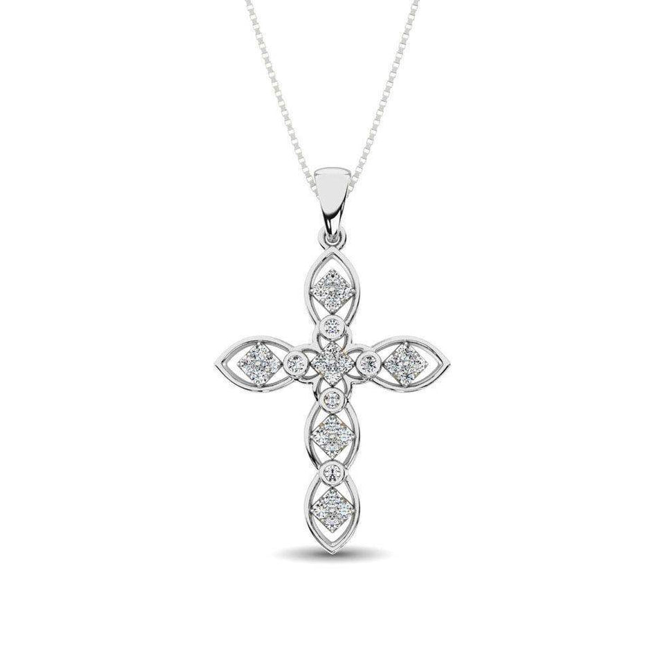 14K White Gold 1/5 Ct.Tw. Diamond Cross Pendant - Larson Jewelers