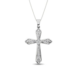 14K White Gold 1/6 Ct.Tw. Diamond Cross Pendant - Larson Jewelers