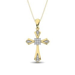 14K Yellow Gold 1/6 Ct.Tw. Diamond Cross Pendant - Larson Jewelers