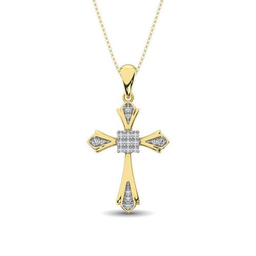 14K Yellow Gold 1/6 Ct.Tw. Diamond Cross Pendant - Larson Jewelers