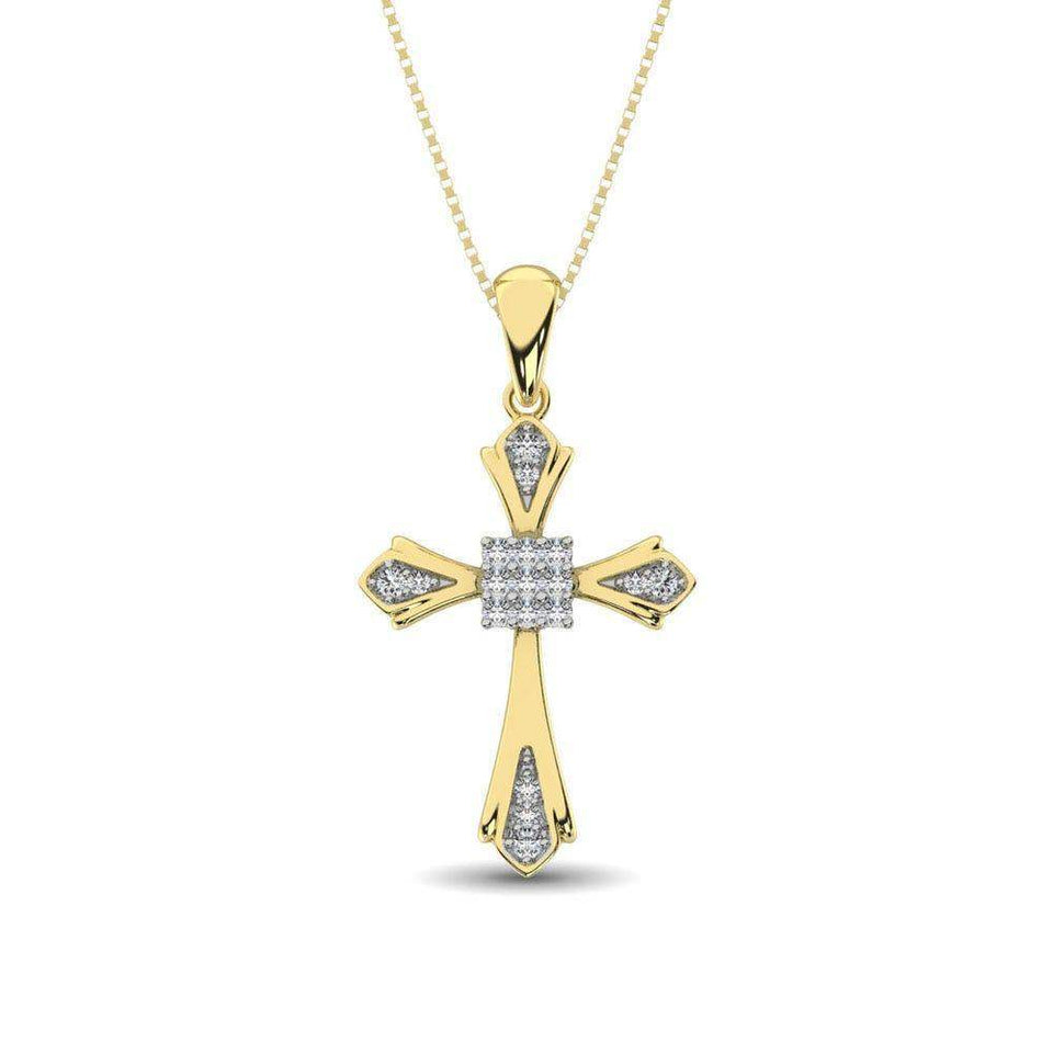 14K Yellow Gold 1/6 Ct.Tw. Diamond Cross Pendant - Larson Jewelers
