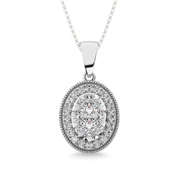 Diamond 1/2.Tw. Round Shape Cluster Pendant in 14K White Gold - Larson Jewelers