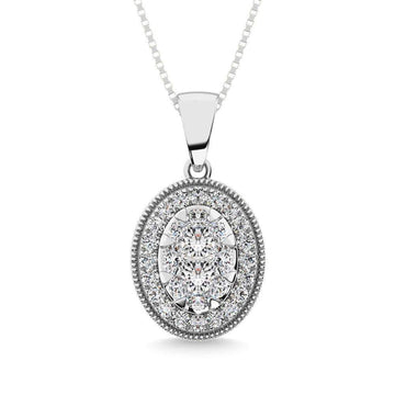 Diamond 1/2.Tw. Round Shape Cluster Pendant in 14K White Gold - Larson Jewelers