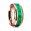 14k Rose Gold Polished Beveled Edges Wedding Ring with Blue and Green Opal Inlay - 8 mm - Larson Jewelers