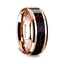 14K Rose Gold Polished Beveled Edges Wedding Ring with Black and Red Carbon Fiber Inlay - 8 mm - Larson Jewelers