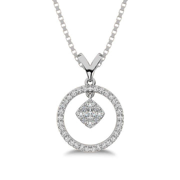 10K White Gold 1/4 Ct.Tw. Diamond Circle Dangler Pendant - Larson Jewelers
