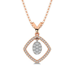 10K Rose Gold 1/4 Ct.Tw. Diamond Square Shape Pendant with Dangler - Larson Jewelers