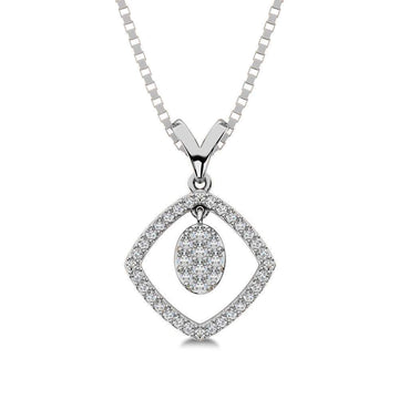 10K White Gold 1/4 Ct.Tw. Diamond Square Shape Pendant with Dangler - Larson Jewelers