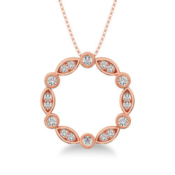 10K Rose Gold 1/4 Ct.Tw. Diamond Round & Marquise Frame Pendant - Larson Jewelers