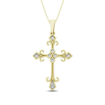 Diamond 1/10 Ct.Tw. Cross Pendant in 10K Yellow Gold - Larson Jewelers