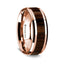 14k Rose Gold Polished Beveled Edges Wedding Ring with Black Walnut Inlay - 8 mm - Larson Jewelers