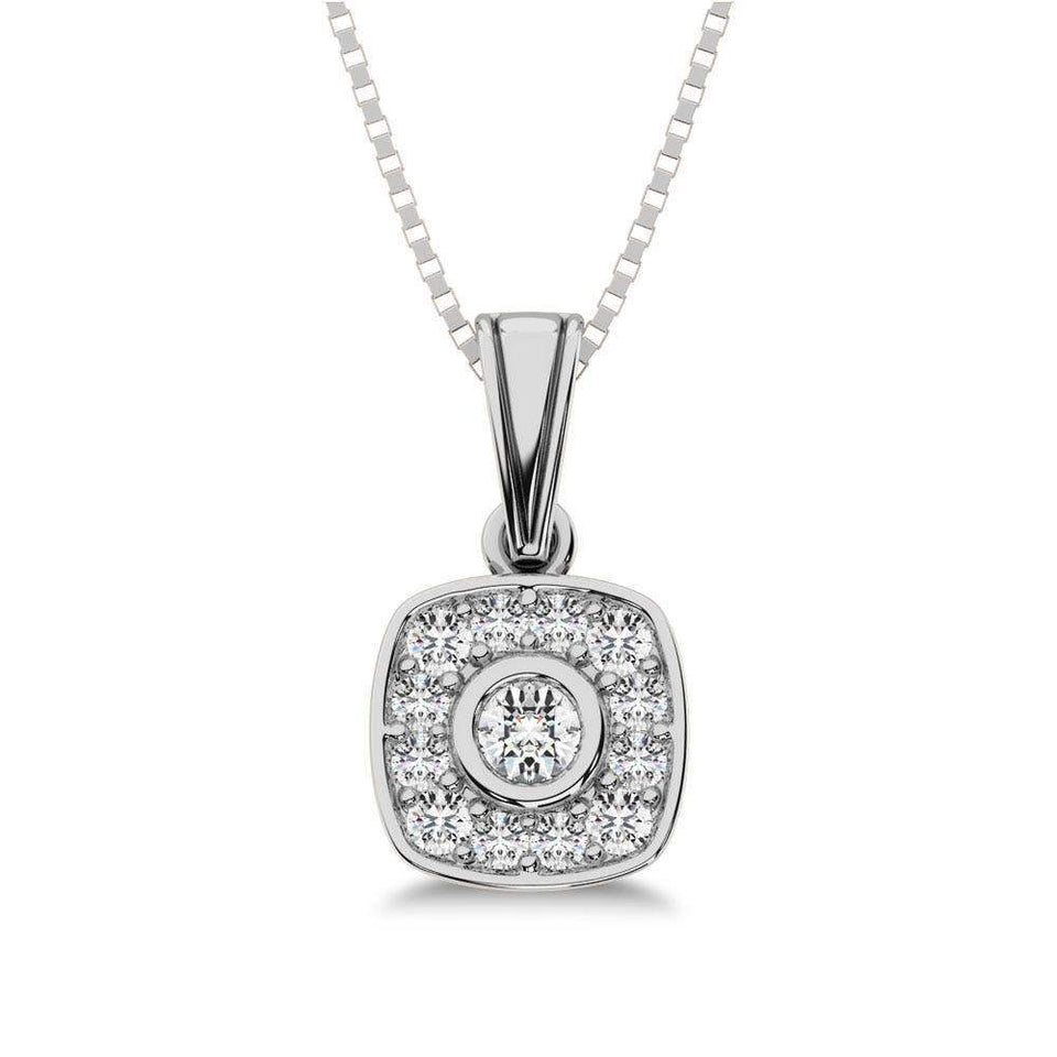 10K White Gold 1/6 Ct.Tw. Diamond Square Shape Pendant - Larson Jewelers