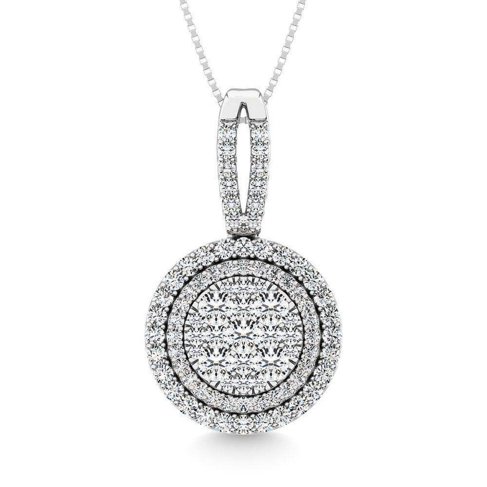Diamond 1 3/4 Ct.Tw. Oval Shape Cluster Pendant in 14K White Gold - Larson Jewelers