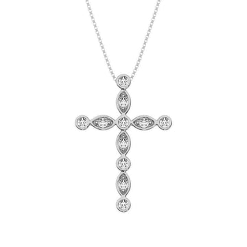 10K White Gold 1/6 Ct.Tw. Diamond Cross Pendant - Larson Jewelers