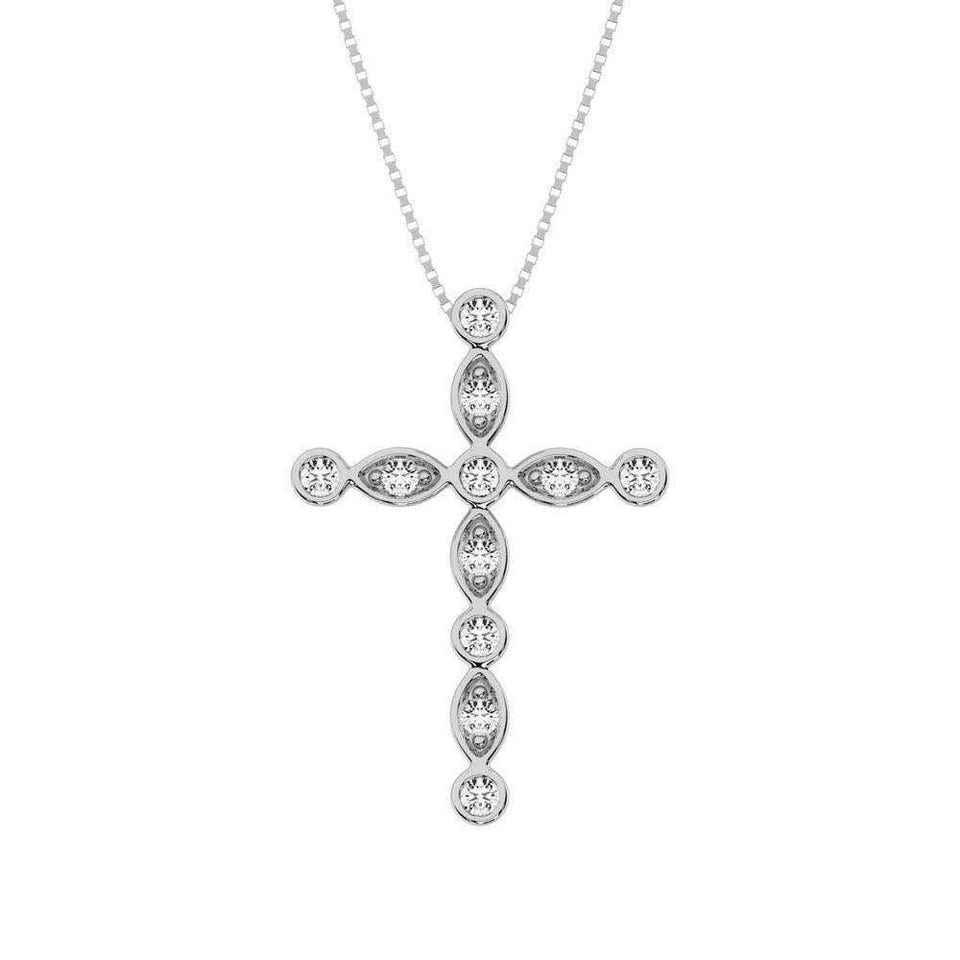 10K White Gold 1/6 Ct.Tw. Diamond Cross Pendant - Larson Jewelers