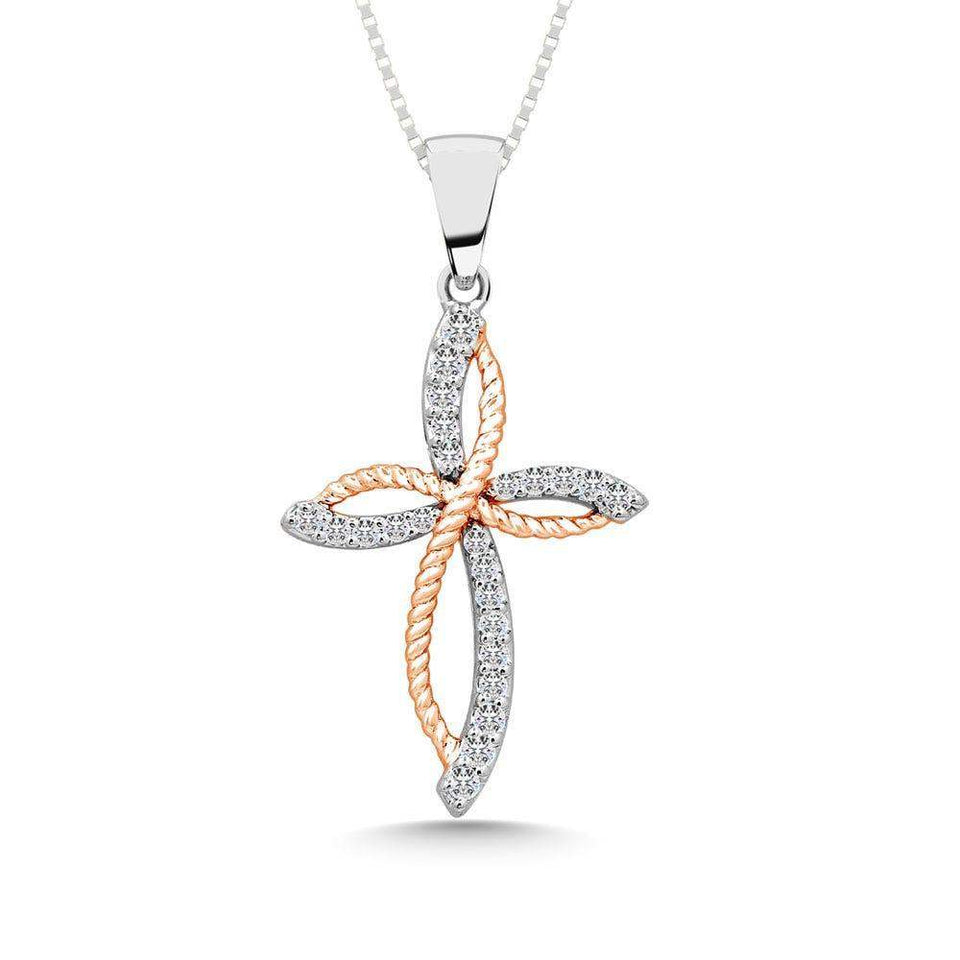 Diamond 1/6 Ct.Tw. Cross Pendant in 10K Two Tone - Larson Jewelers