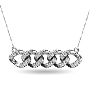 14K White Gold 1/4 Ct.Tw. Diamond Curb Chain Pattern Necklace - Larson Jewelers