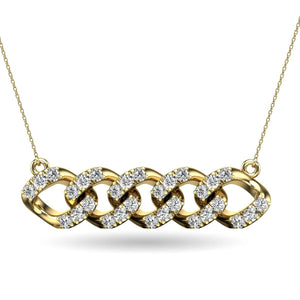14K Yellow Gold 1/4 Ct.Tw. Diamond Curb Chain Pattern Necklace - Larson Jewelers