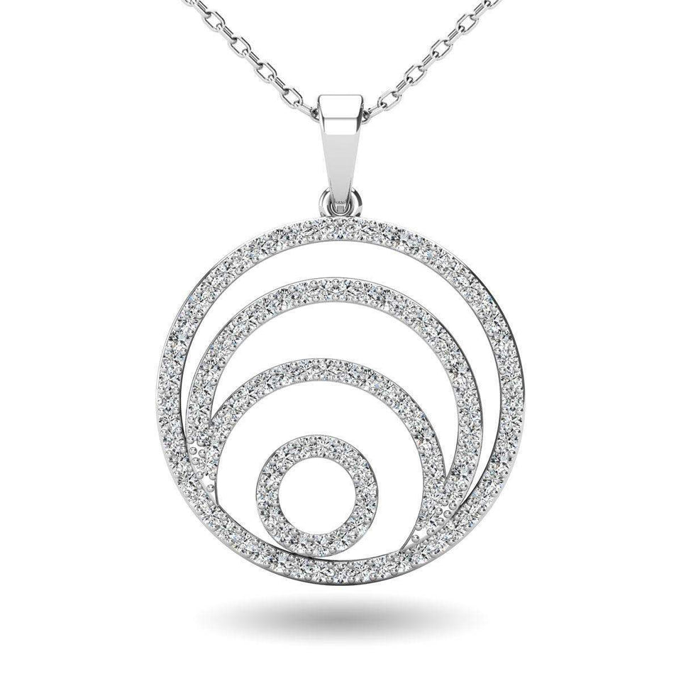 Diamond 3/8 Ct.Tw. Circle Pendant in 14K White Gold - Larson Jewelers