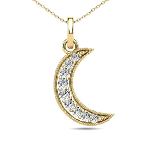 Diamond 1/10 Ct.Tw. Crescent Moon Pendant in 10K Yellow Gold - Larson Jewelers