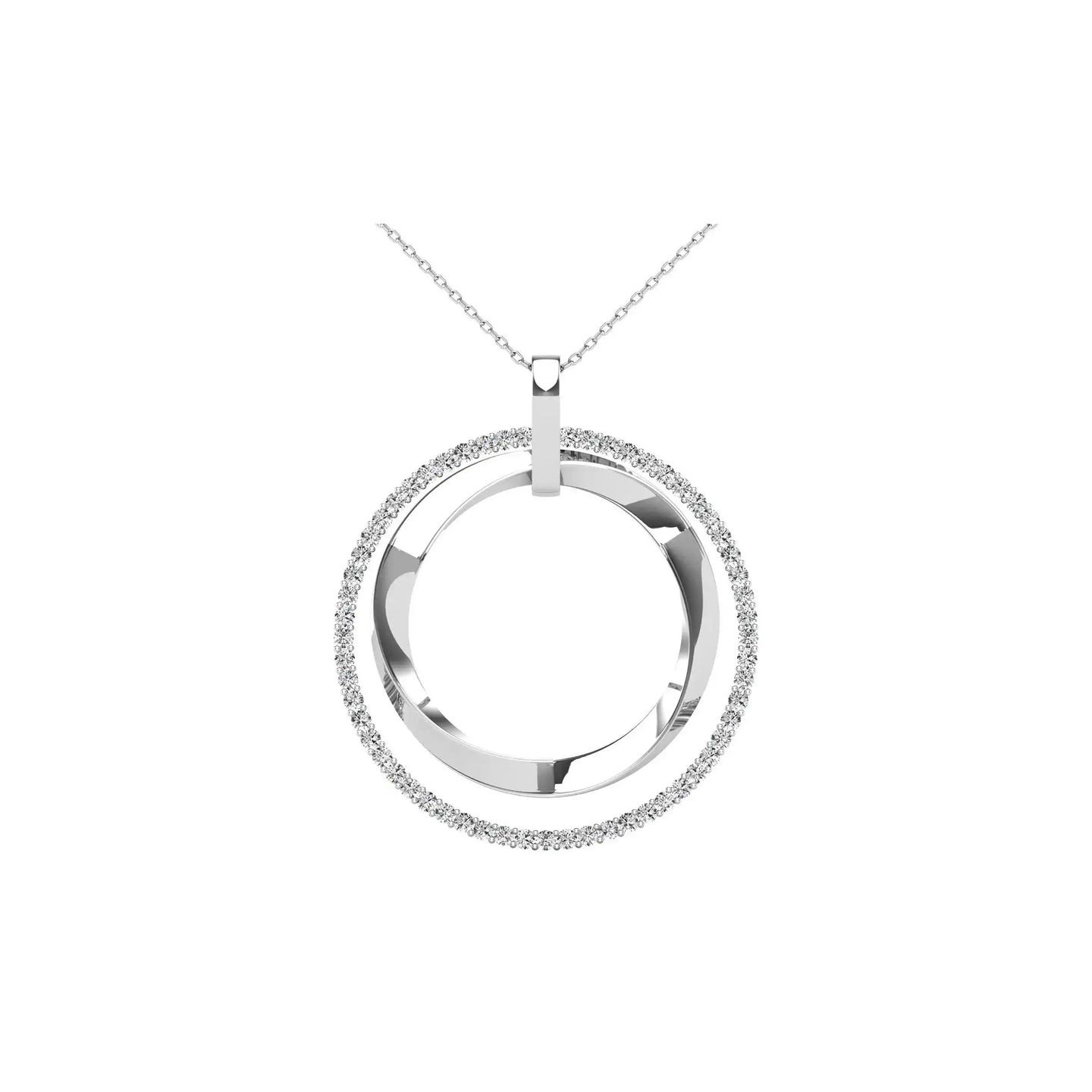 14K White Gold 1/2 Ct.Tw. Diamond Double Frame Pendant - Larson Jewelers