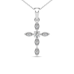 Diamond 1/8 Ct.Tw. Cross Pendant in 14K White Gold - Larson Jewelers